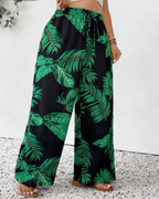Maya Pantalón Floral Mujer – Corte Recto, Cintura Alta y Tejido Ligero