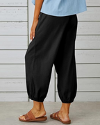 Madison Pantalón Capri Mujer – Algodón 100 %, Cintura Alta y Pierna Ancha