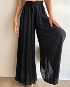 Ashley Pantalón Casual Mujer – Viscosa Ligera, Cintura Alta Ajustable y Bolsillos