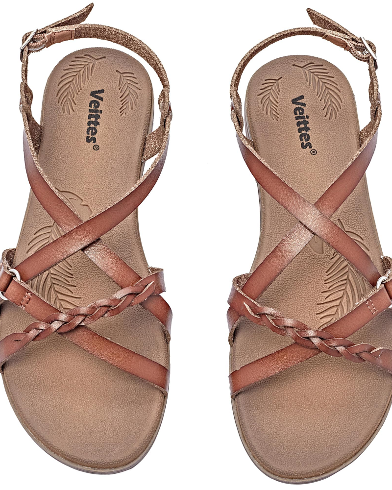 Naomi Sandales Plates Femme – Lanières Tressées, Sangle Ajustable et Semelle EVA