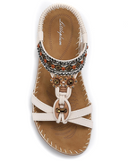 Ivy Sandali Boho Donna – T-Strap, Pietre Decorative, Plantare Imbottito e Suola TPR