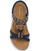 Ivy Sandali Boho Donna – T-Strap, Pietre Decorative, Plantare Imbottito e Suola TPR