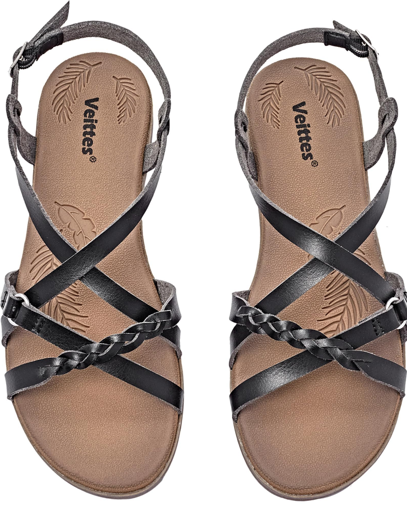 Naomi Sandales Plates Femme – Lanières Tressées, Sangle Ajustable et Semelle EVA