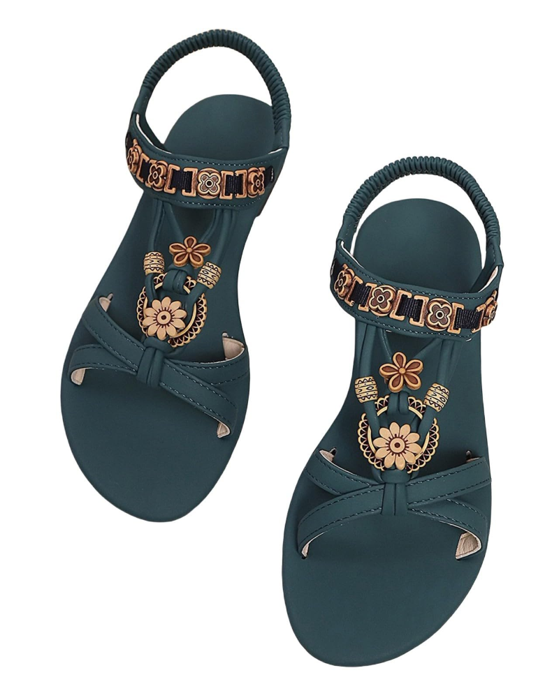 Mia Sandali Donna Bohemien – Pietre Decorative, Fasce Elastiche e Suola Antiscivolo