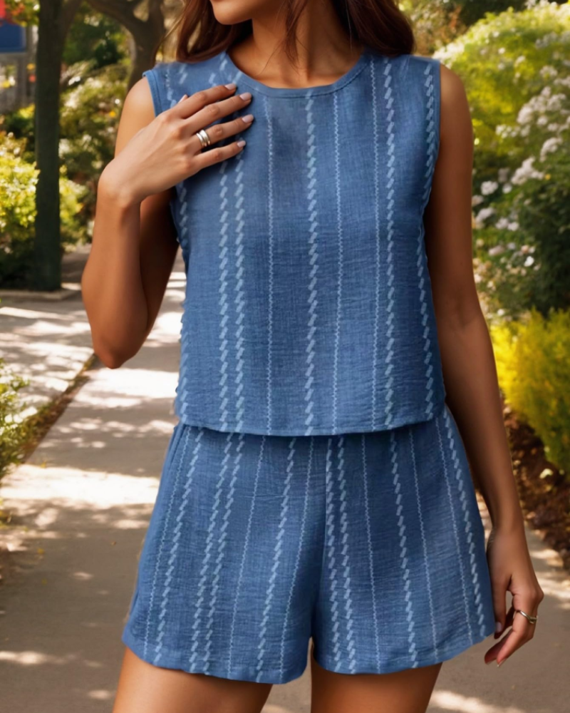 Claire Conjunto Mujer – Set Verano Dos Piezas, Tejido Elástico y Ajuste Relajado