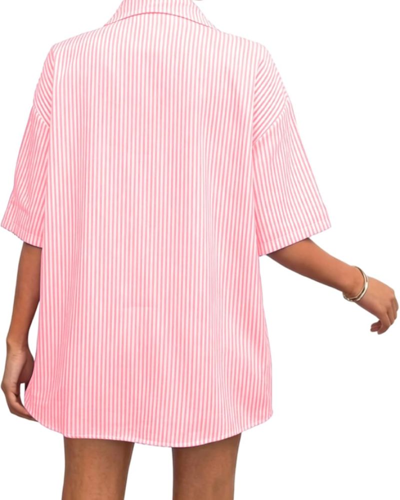 Isabelle Conjunto Mujer – Set Rayas Verano con Camisa, Shorts y Cintura Ajustable