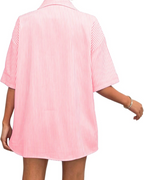 Isabelle Conjunto Mujer – Set Rayas Verano con Camisa, Shorts y Cintura Ajustable