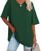 Scarlett Camiseta Oversize Mujer – Cuello en V, Mezcla Algodón y Corte Relajado
