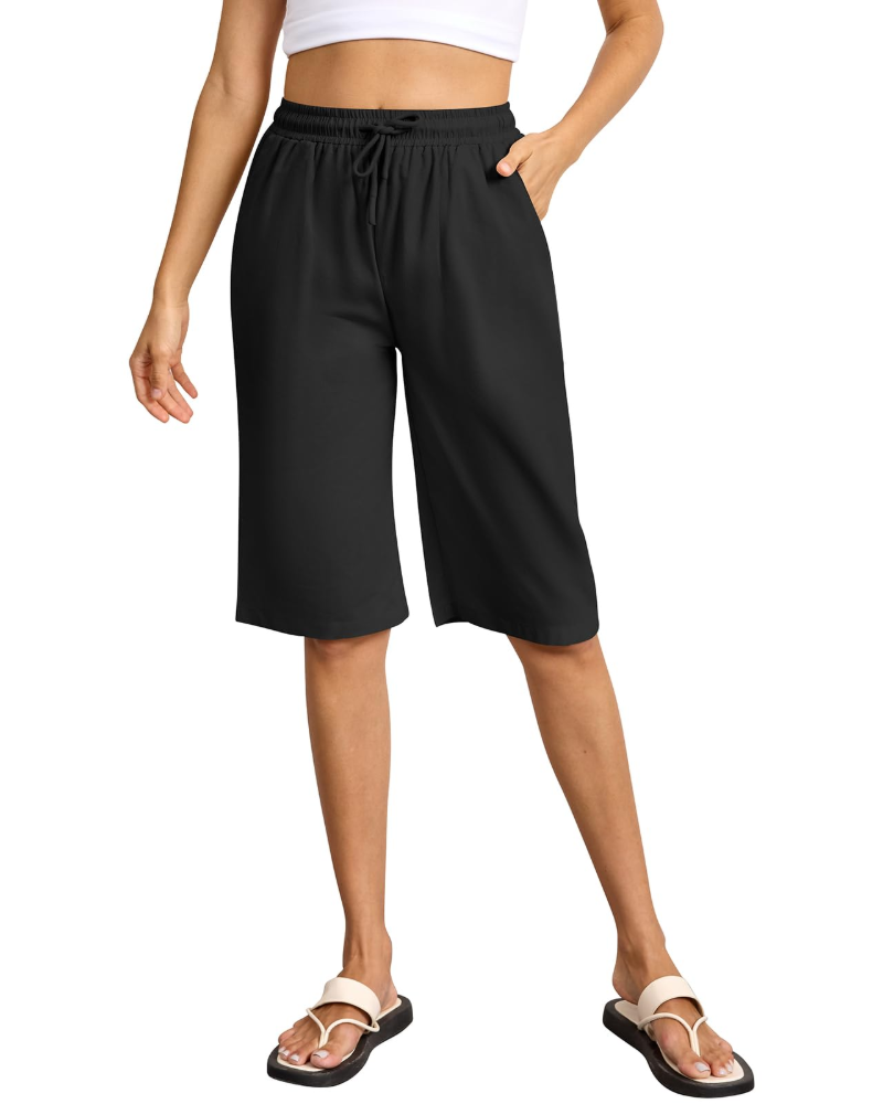 Bermuda da donna Tessa in cotone – vita elasticizzata, coulisse e tasche