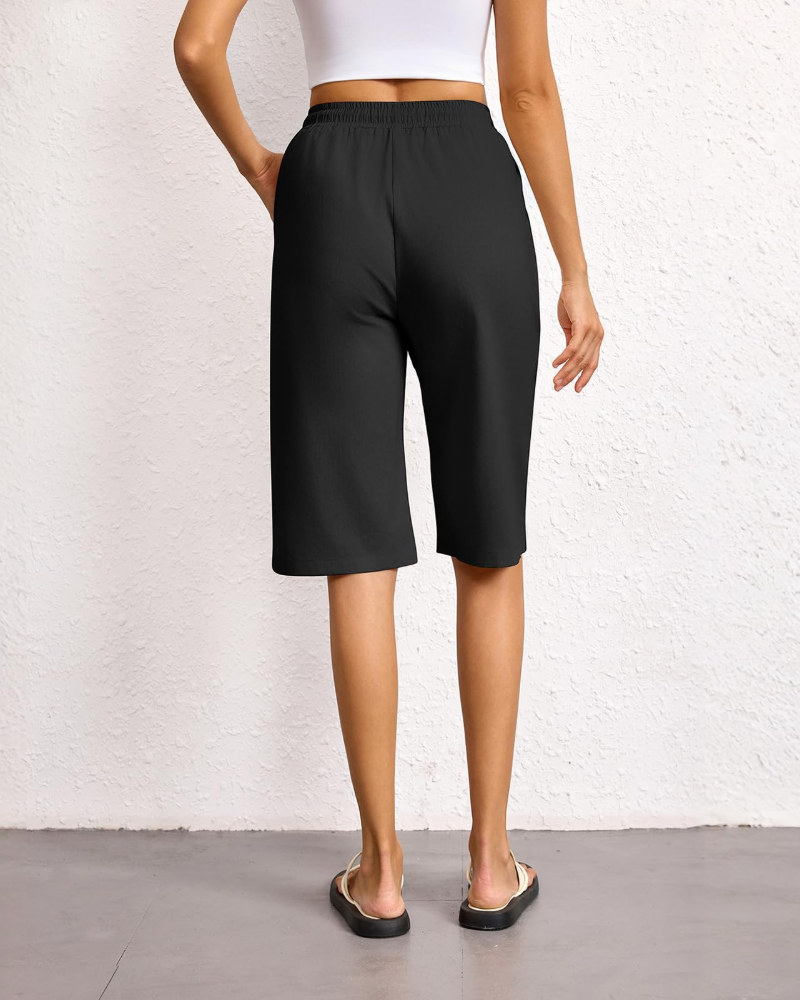 Bermuda da donna Tessa in cotone – vita elasticizzata, coulisse e tasche