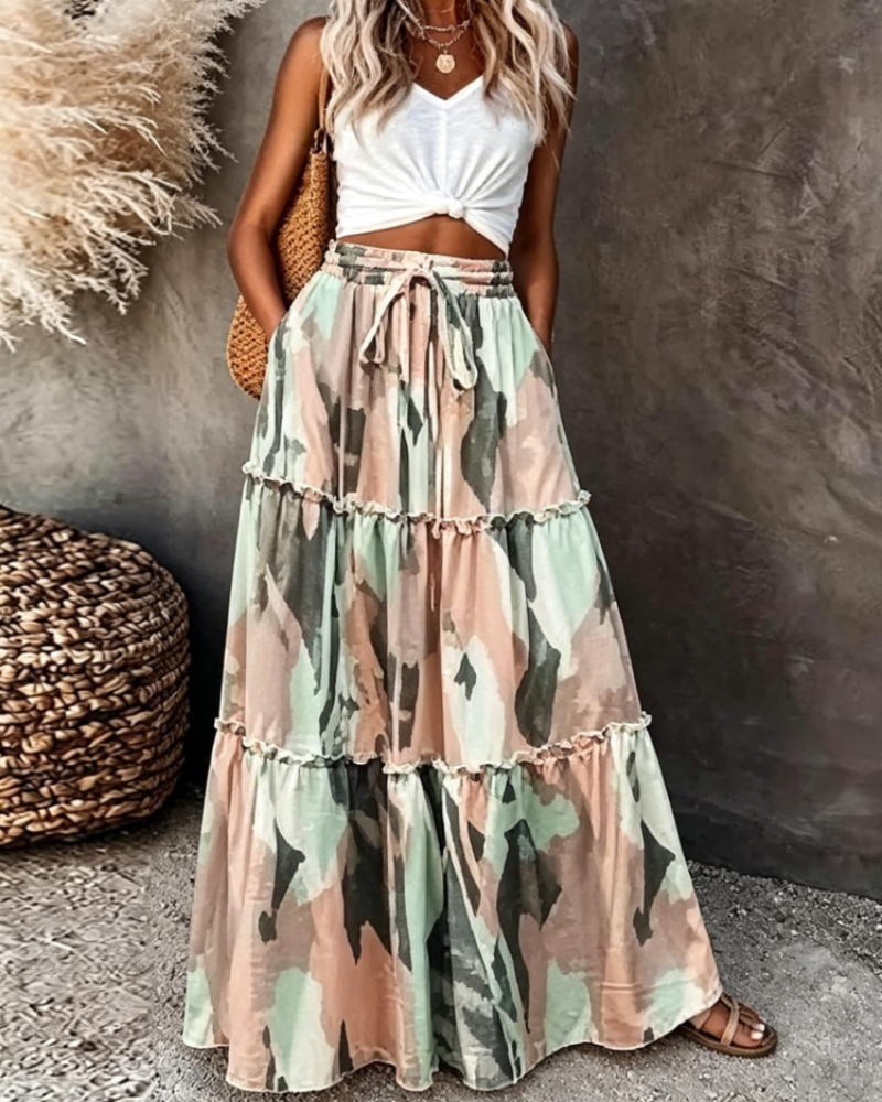 Clara Falda Maxi Mujer – Estampado Floral, Cintura Alta y Corte Fluido