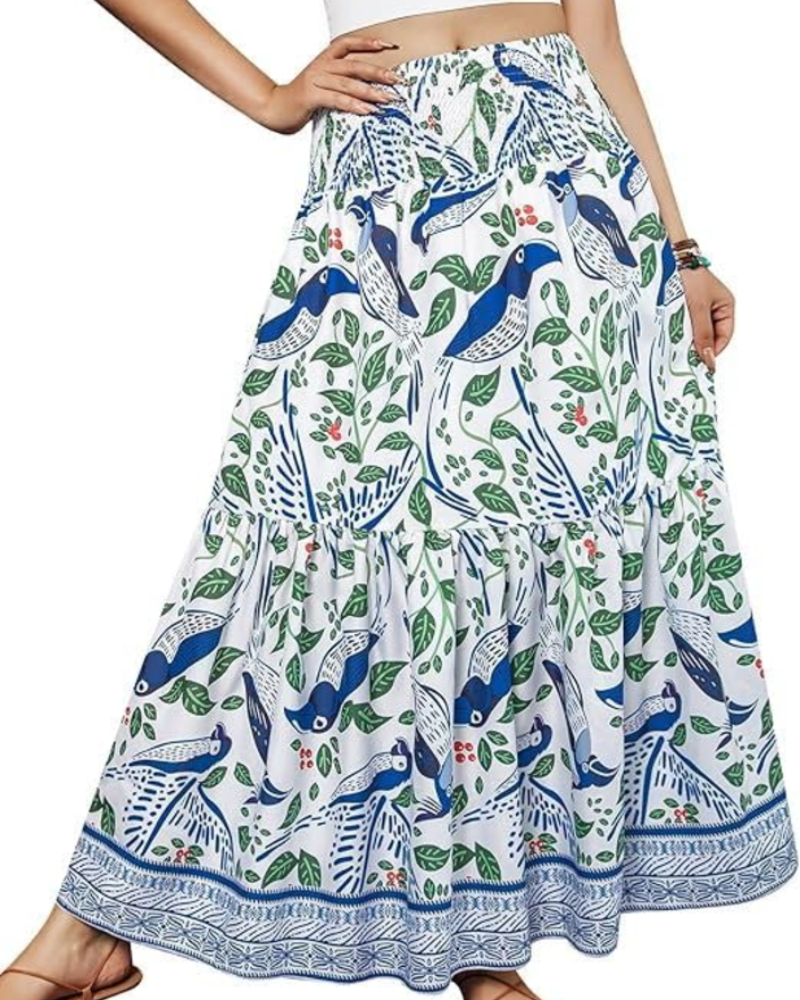 Clara Falda Maxi Mujer – Estampado Floral, Cintura Alta y Corte Fluido