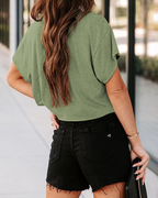 Talia Top Corto Gym Mujer – Oversize, Hombro Cut-Out y Tejido Elástico