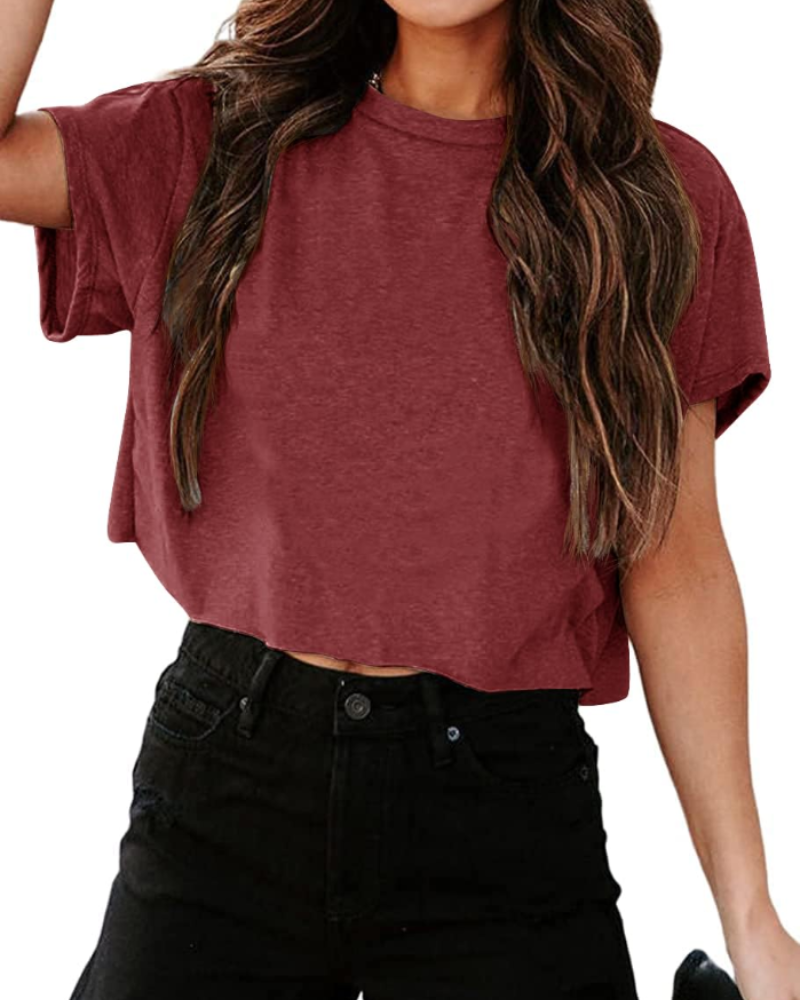 Talia Top Court Gym Femme – Oversize, Épaule Découpée et Tissu Élastique