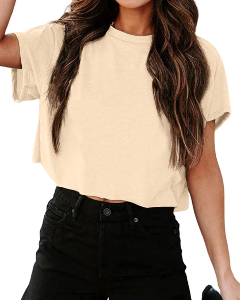 Talia Top Court Gym Femme – Oversize, Épaule Découpée et Tissu Élastique
