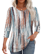 Bella Blusa Mujer – Botones Frontales, Manga 3/4 y Tejido Ligero Suave