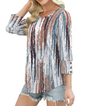Bella Blusa Mujer – Botones Frontales, Manga 3/4 y Tejido Ligero Suave