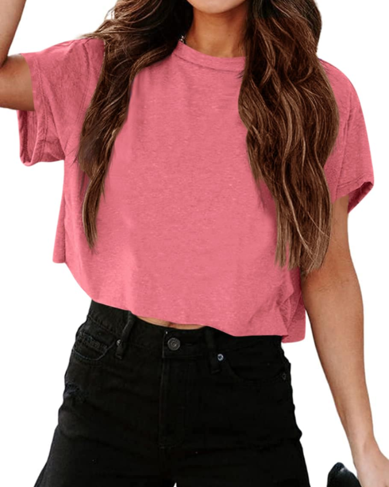Talia Top Court Gym Femme – Oversize, Épaule Découpée et Tissu Élastique