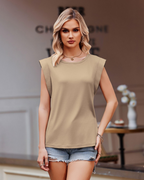 Chloe Top Sin Mangas Mujer – Camiseta Ligera Cuello Redondo y Ajuste Relajado