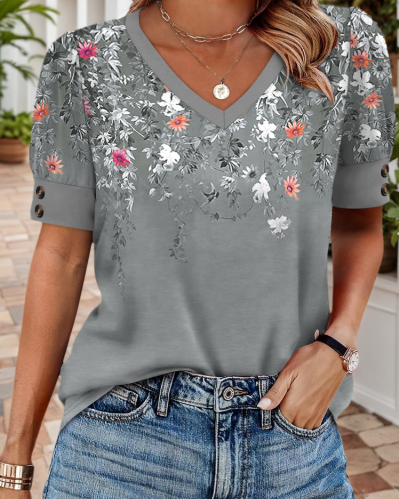 Ariana Blusa Mujer – Escote en V, Manga Corta y Tejido Ligero Suave