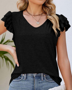 Hailey Blusa Mujer – Volantes Elegantes, Manga Corta y Tejido Ligero Cómodo