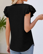 Hailey Blusa Mujer – Volantes Elegantes, Manga Corta y Tejido Ligero Cómodo