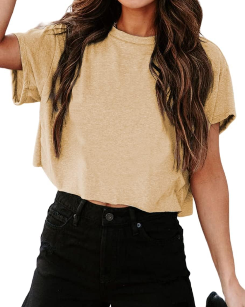 Talia Top Court Gym Femme – Oversize, Épaule Découpée et Tissu Élastique