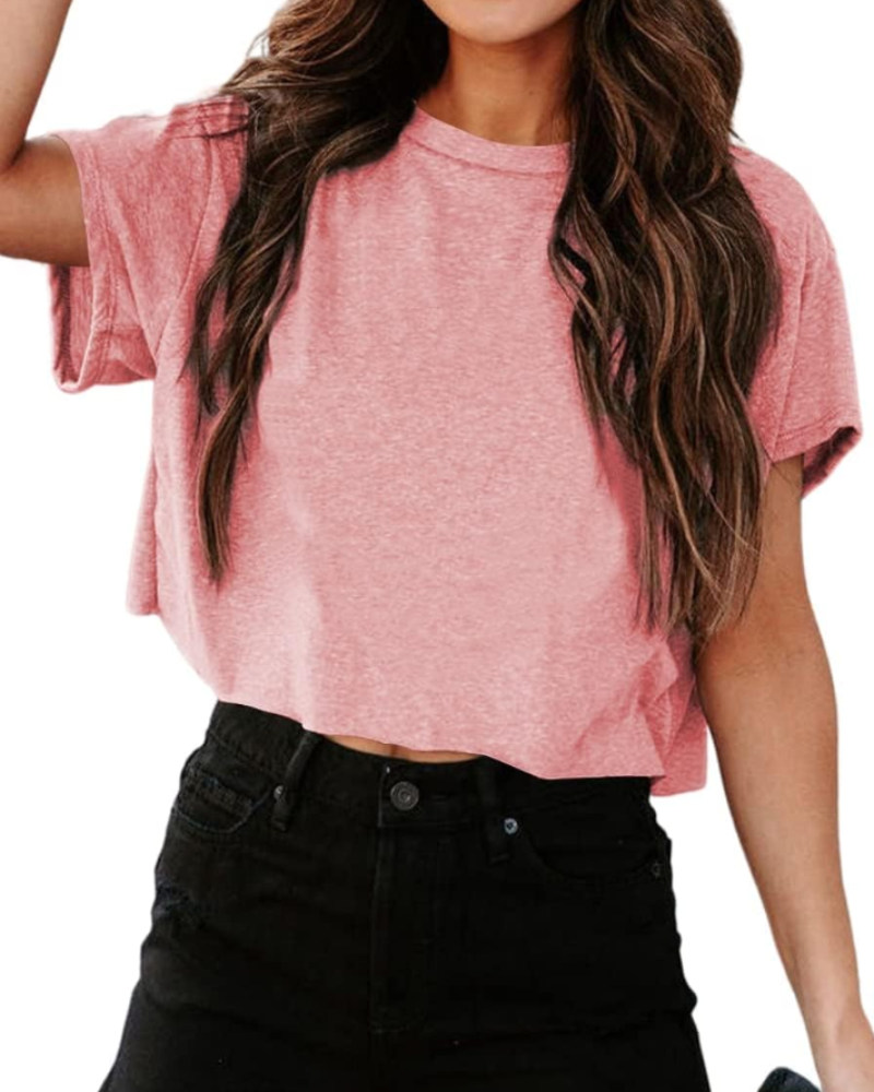 Talia Top Court Gym Femme – Oversize, Épaule Découpée et Tissu Élastique