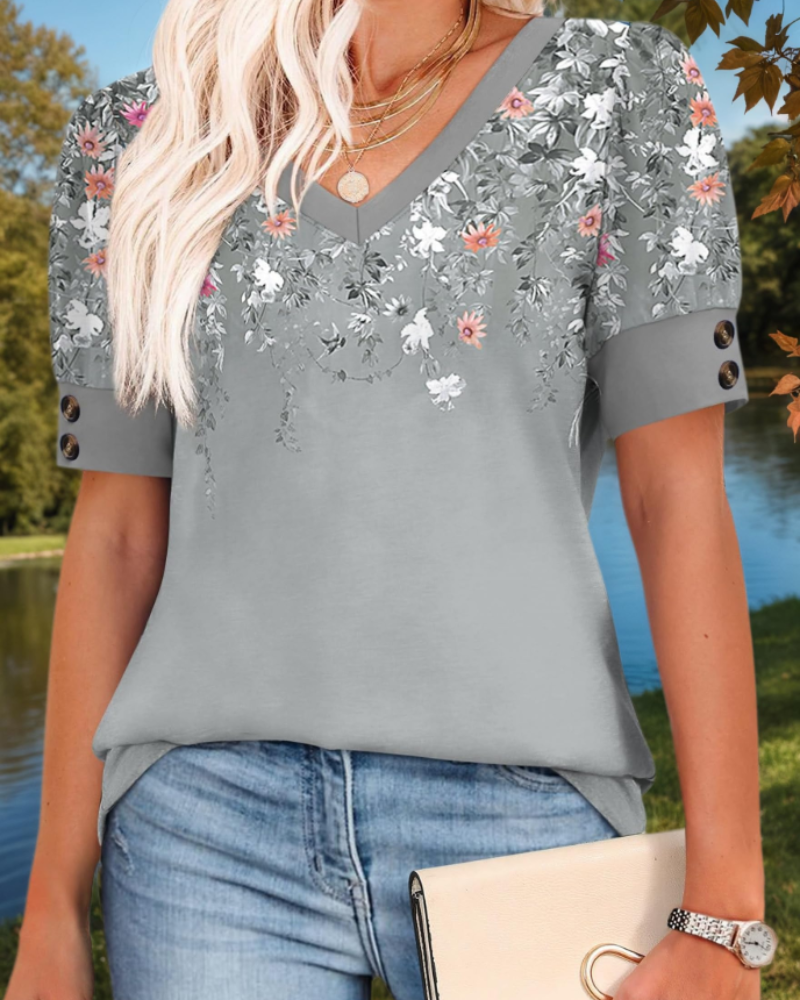 Ariana Blusa Mujer – Escote en V, Manga Corta y Tejido Ligero Suave