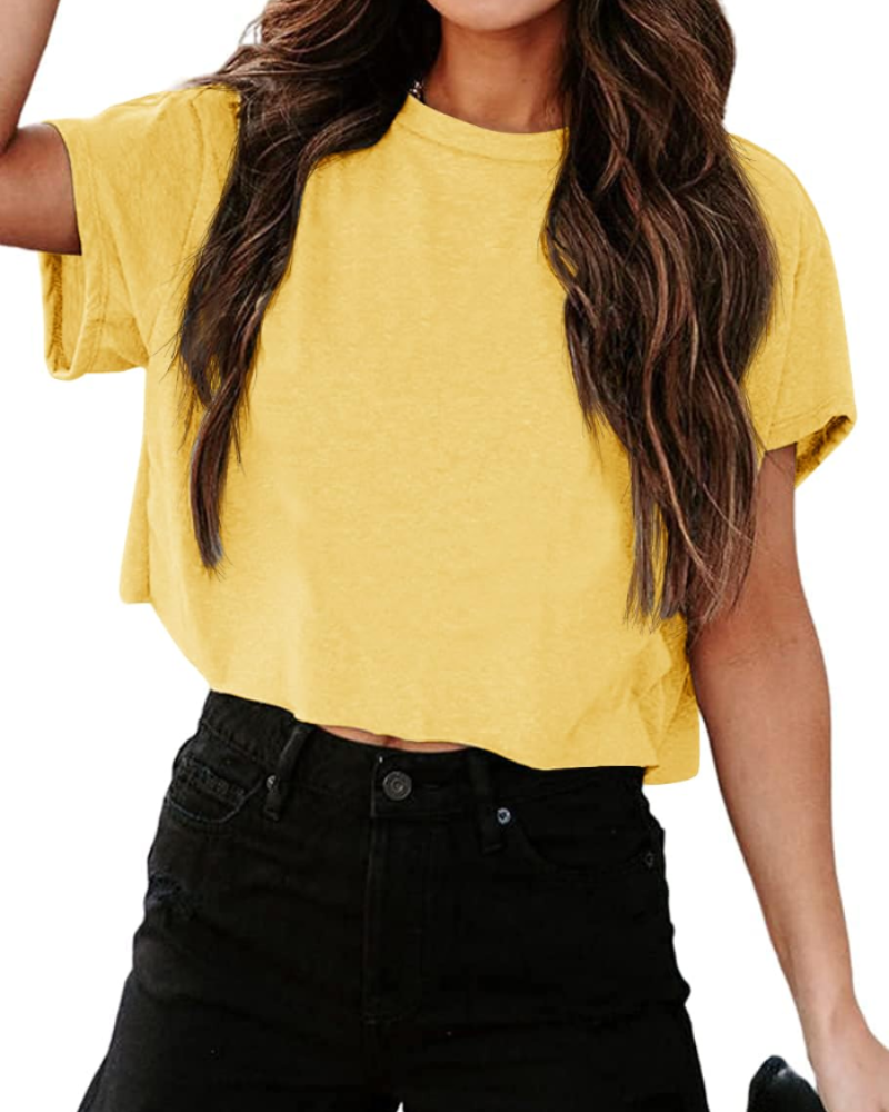 Talia Top Court Gym Femme – Oversize, Épaule Découpée et Tissu Élastique