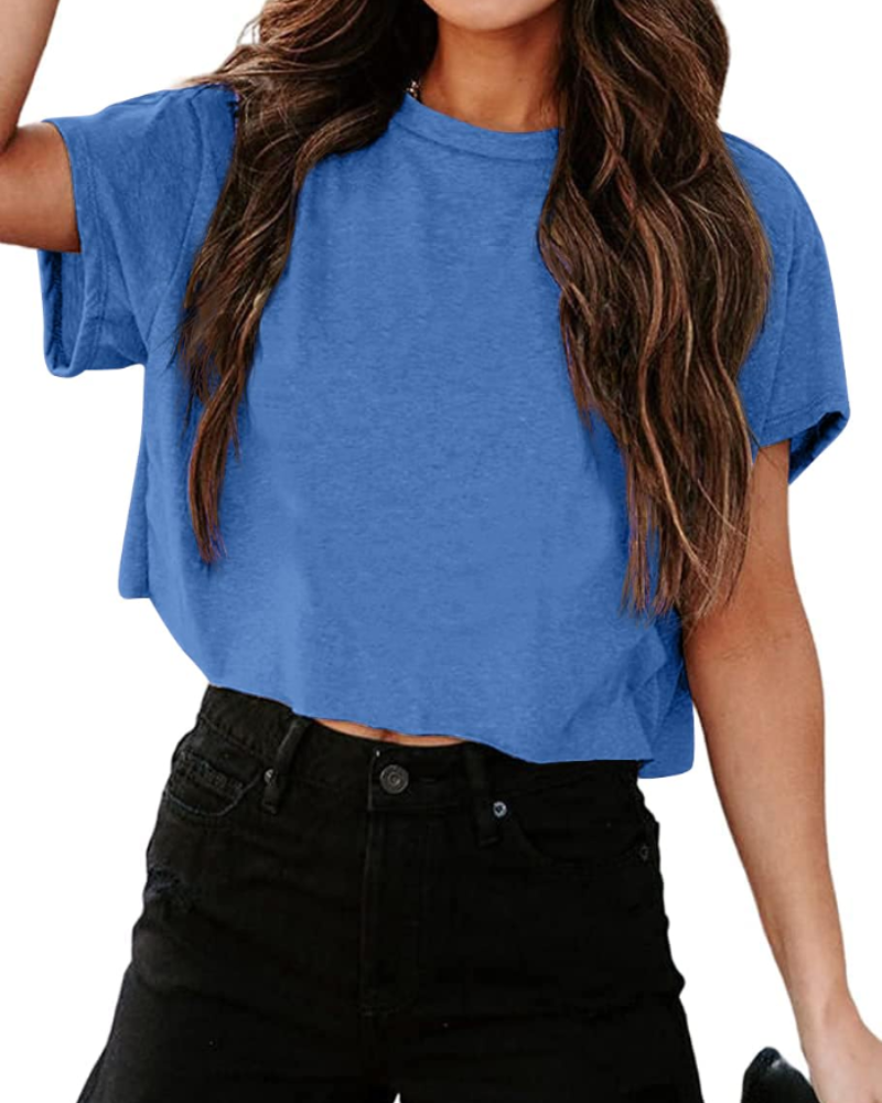 Talia Top Court Gym Femme – Oversize, Épaule Découpée et Tissu Élastique