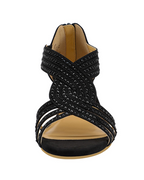 Sandali Zeppa Celeste Donna – Pietre Brillanti, Plantare in Lattice e Tacco 5,7 cm