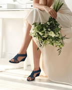Sandali Zeppa Celeste Donna – Pietre Brillanti, Plantare in Lattice e Tacco 5,7 cm