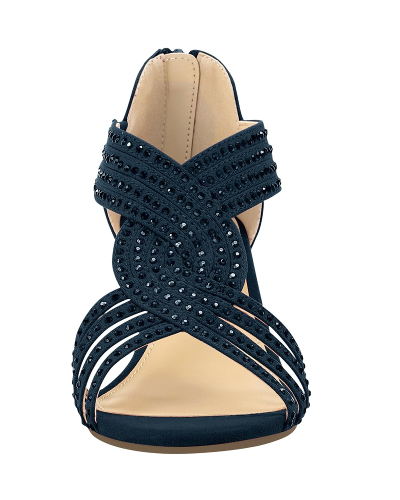 Sandales Compensées Femme Celeste – Strass Brillants, Semelle en Latex et Talon de 5,7 cm