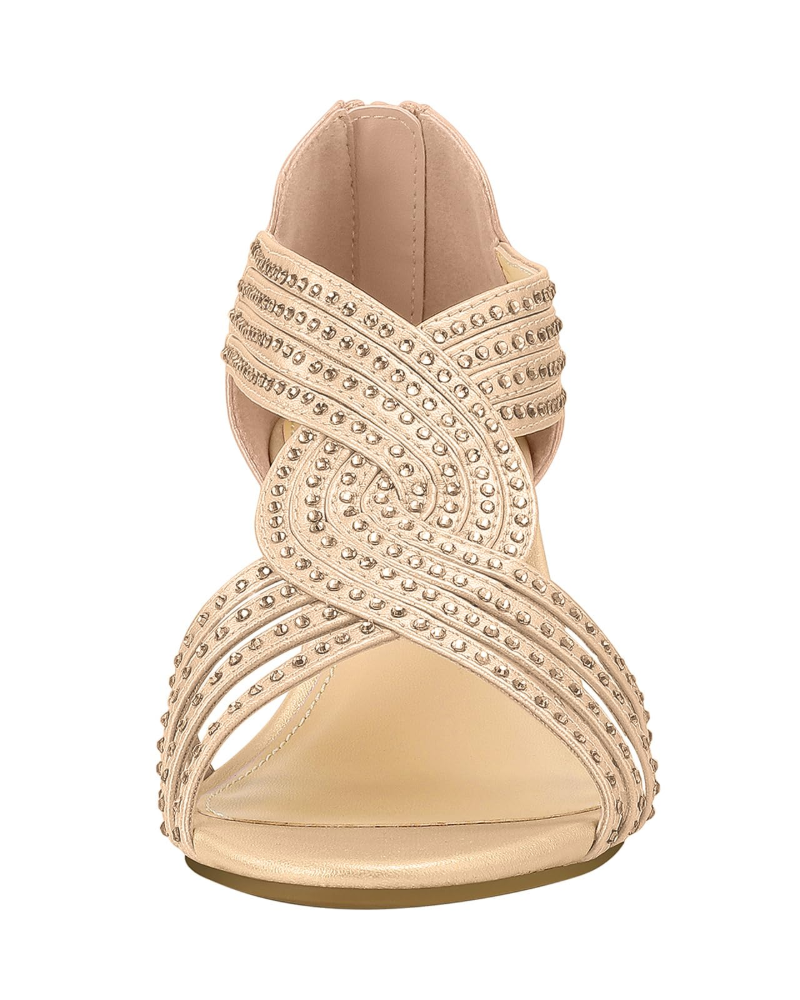 Sandales Compensées Femme Celeste – Strass Brillants, Semelle en Latex et Talon de 5,7 cm