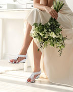 Sandali Zeppa Celeste Donna – Pietre Brillanti, Plantare in Lattice e Tacco 5,7 cm