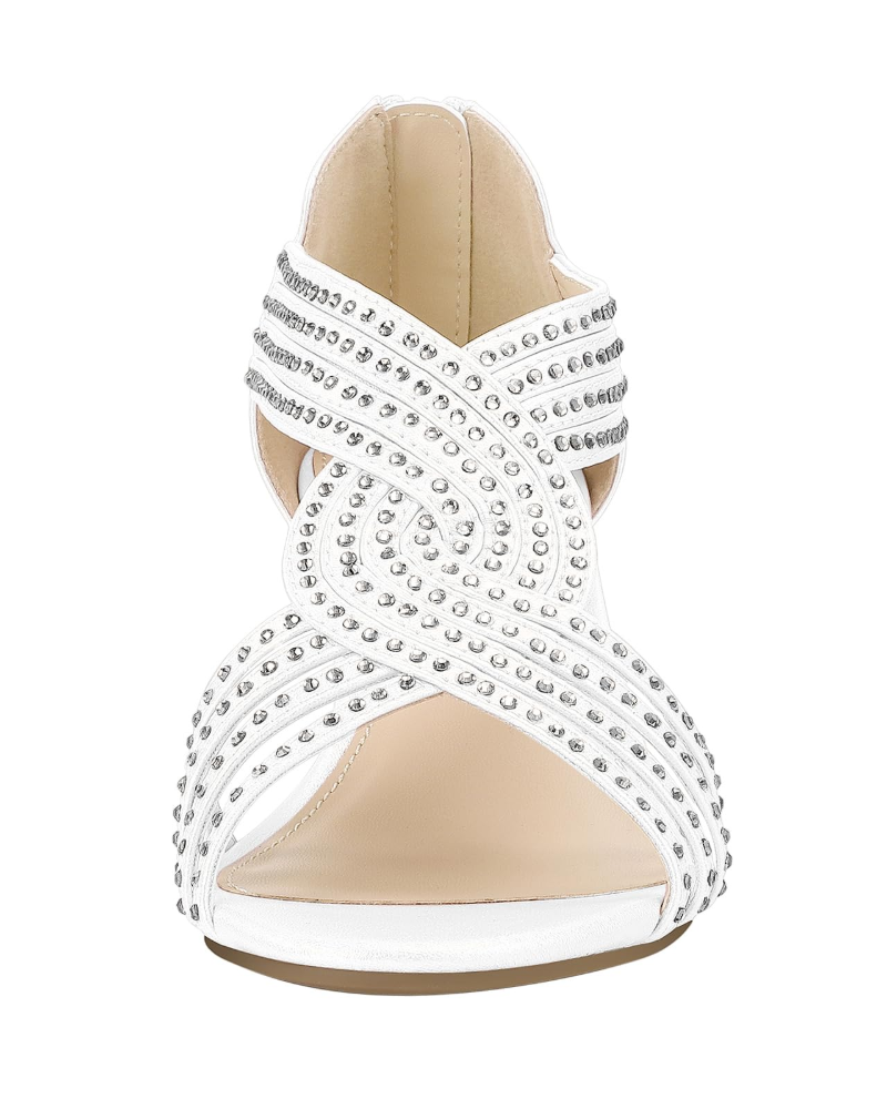 Sandales Compensées Femme Celeste – Strass Brillants, Semelle en Latex et Talon de 5,7 cm