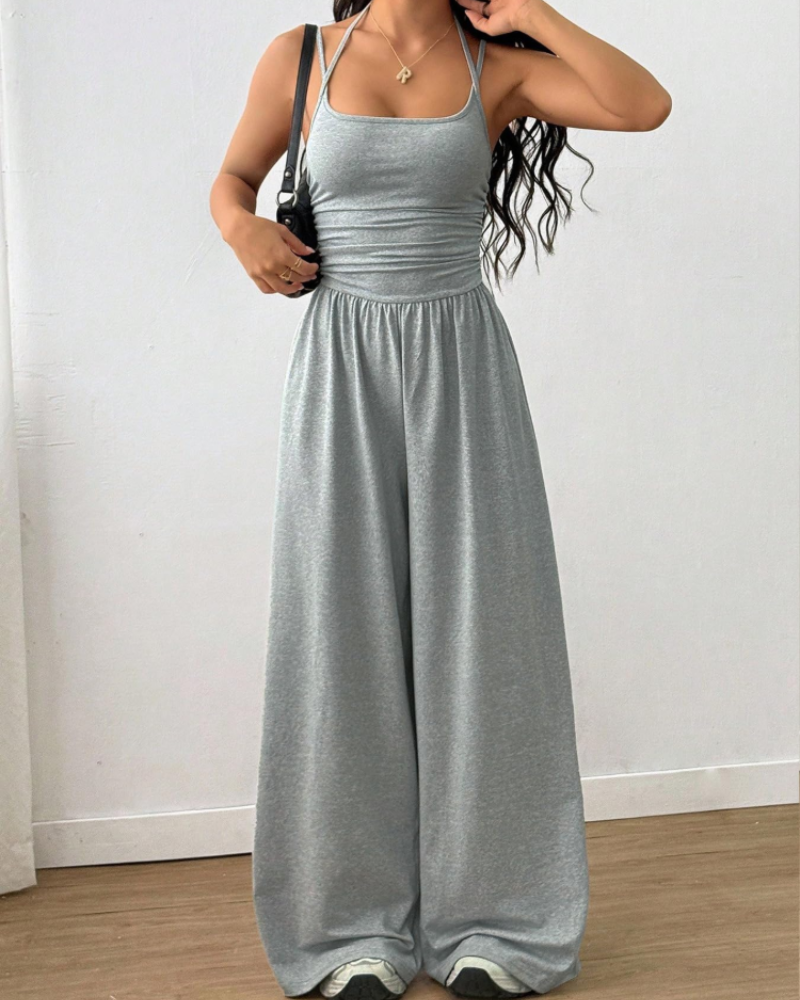 Scarlett Mono Mujer – Pierna Ancha, Tirantes Finos y Cintura Elástica