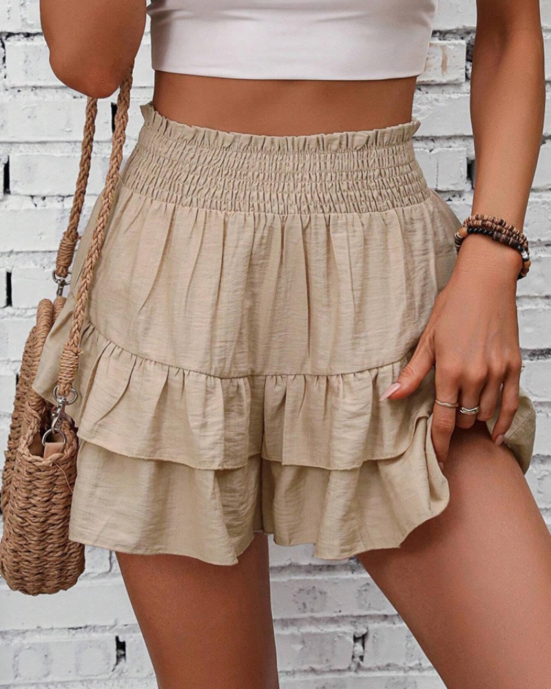 Vanessa Shorts Mujer – Cintura Alta con Volantes, Tejido Ligero y Ajuste Cómodo