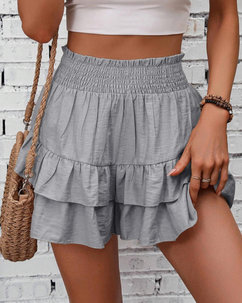 Vanessa Shorts Mujer – Cintura Alta con Volantes, Tejido Ligero y Ajuste Cómodo