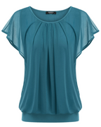 Zoe Blusa Donna Doppio Strato – Rete Traspirante, Manica Pipistrello e Plissettata