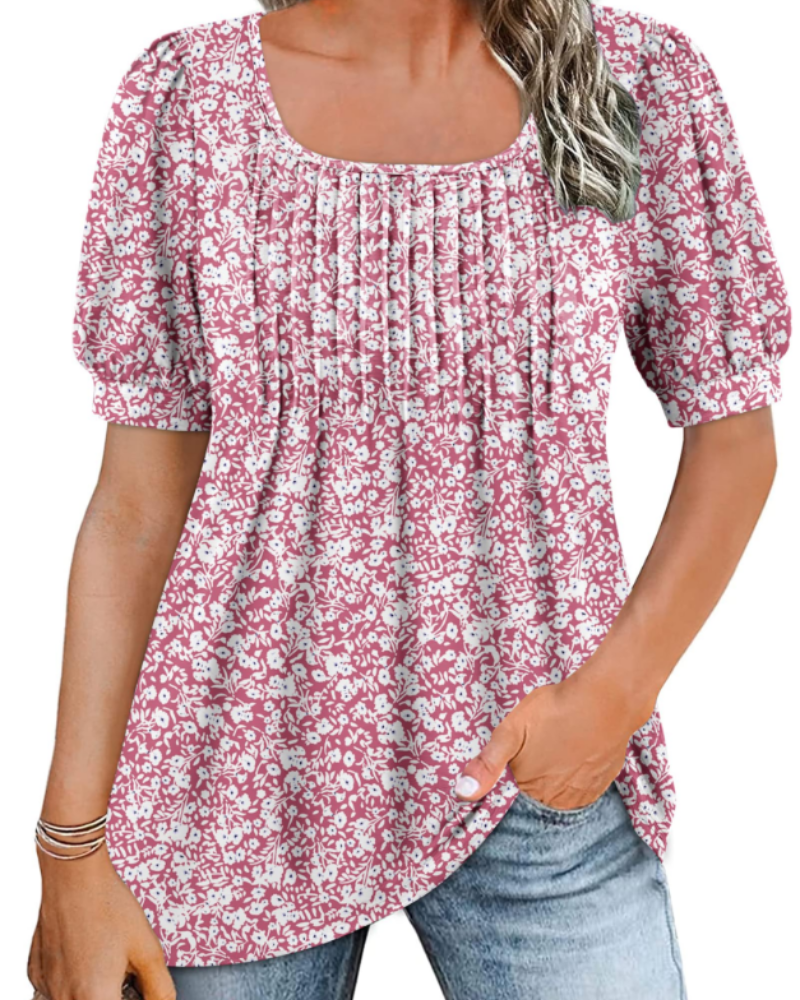 Tunique Ruby pour femme – Col carré, manches bouffantes et coupe ample