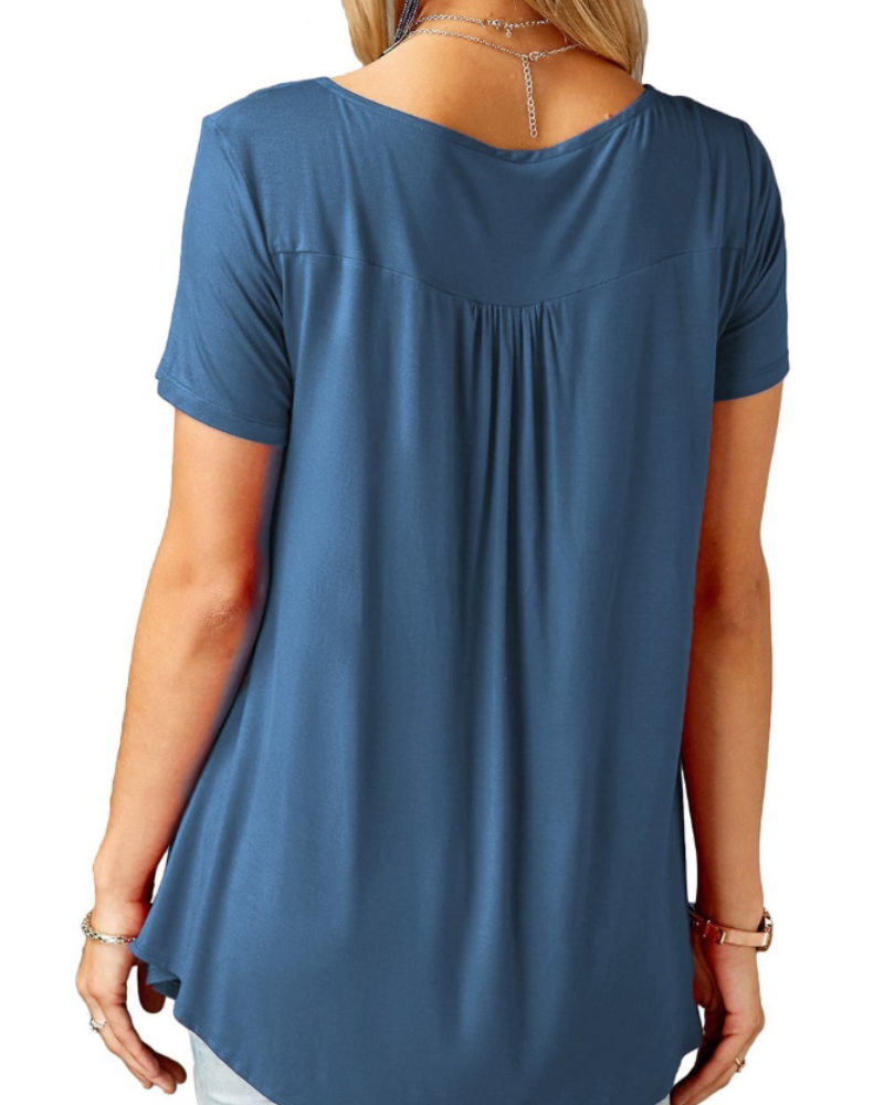 Sienna Top Túnica Mujer – Cuello en V, Botones, Manga Corta y Corte Suelto