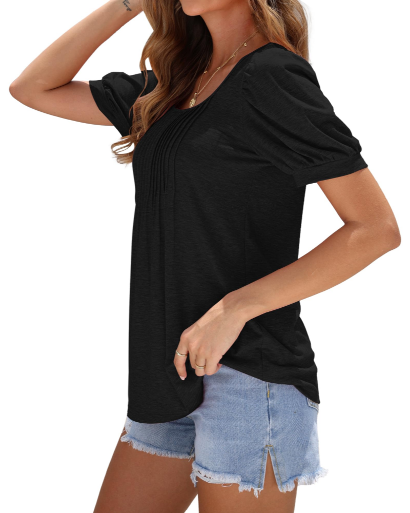 Túnica Ruby Top Donna – Collo Quadrato, Maniche a Sbuffo e Taglio Largo