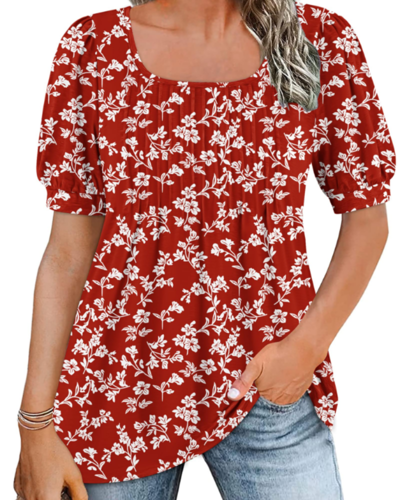 Túnica Ruby Top Donna – Collo Quadrato, Maniche a Sbuffo e Taglio Largo