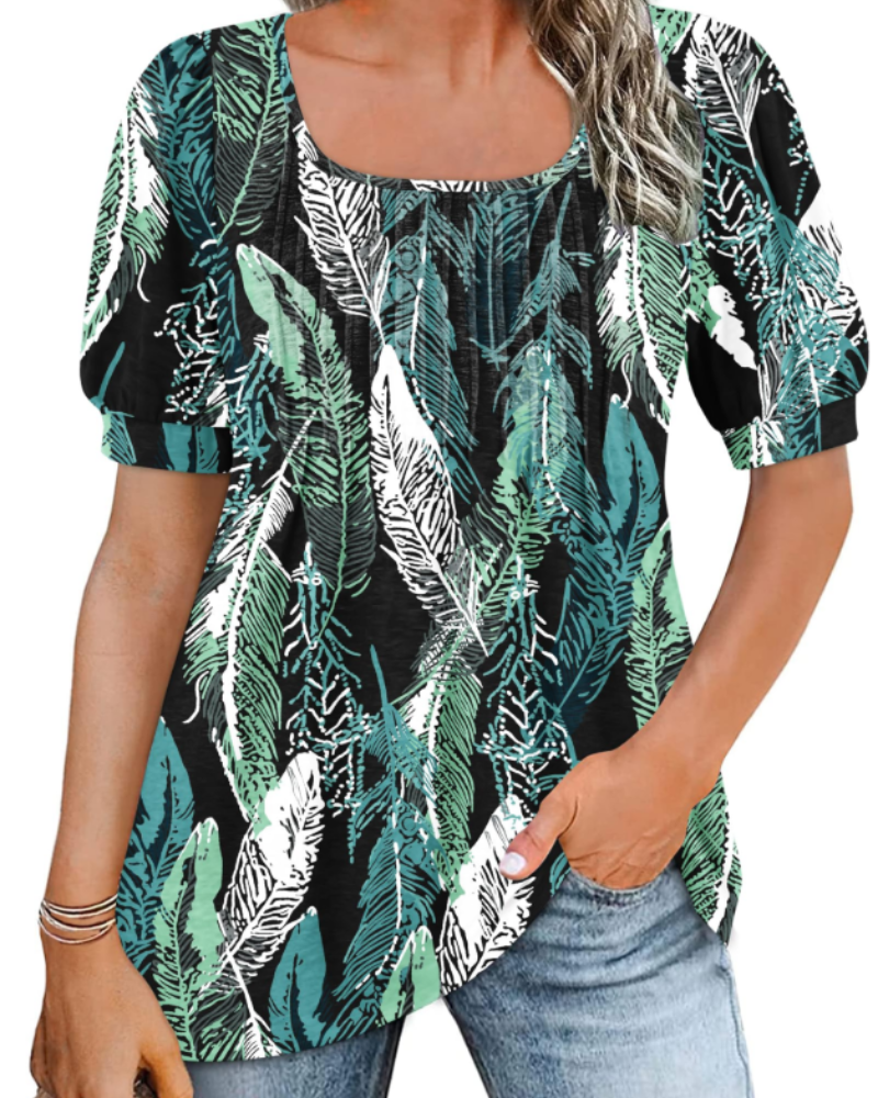 Tunique Ruby pour femme – Col carré, manches bouffantes et coupe ample
