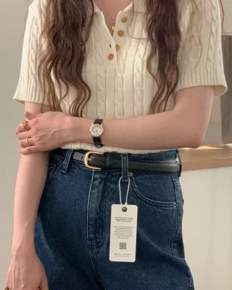 Megan Polo Básico Mujer – Cuello Clásico, Botones y Estilo Smart Casual