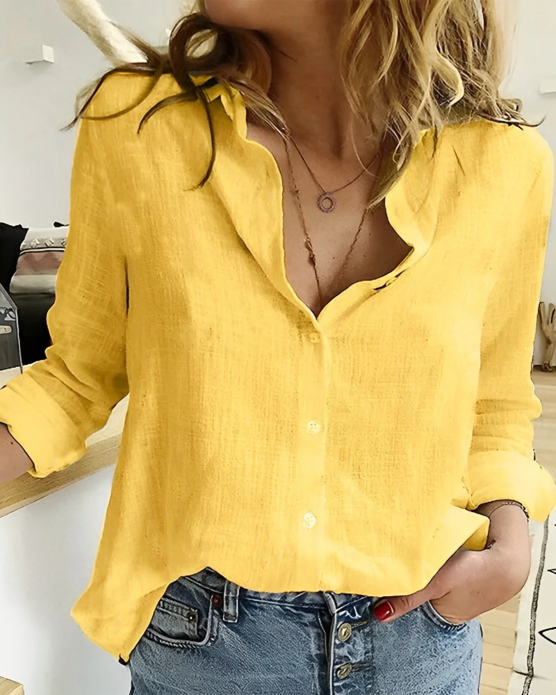 Phoebe Blusa de Verano Mujer – Corte Relajado, Botones y Tejido Transpirable