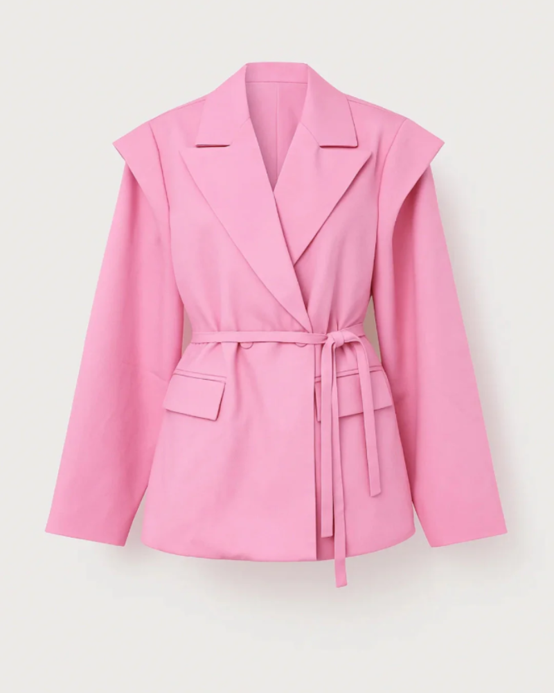 Meredith Blazer Mujer con Cinturón – Corte Entallado, Solapas y Bolsillos