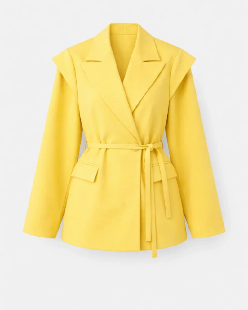 Meredith Blazer Mujer con Cinturón – Corte Entallado, Solapas y Bolsillos